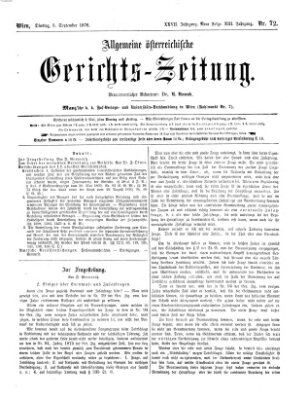 Allgemeine österreichische Gerichts-Zeitung Dienstag 5. September 1876