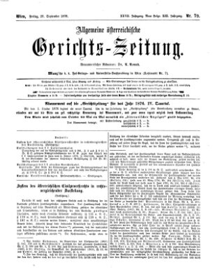 Allgemeine österreichische Gerichts-Zeitung Freitag 29. September 1876