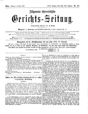 Allgemeine österreichische Gerichts-Zeitung Dienstag 3. Oktober 1876