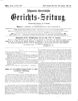 Allgemeine österreichische Gerichts-Zeitung Freitag 6. Oktober 1876