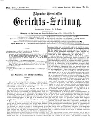 Allgemeine österreichische Gerichts-Zeitung Dienstag 7. November 1876