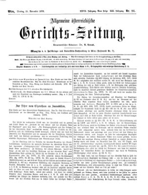 Allgemeine österreichische Gerichts-Zeitung Dienstag 21. November 1876