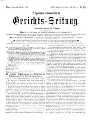 Allgemeine österreichische Gerichts-Zeitung Freitag 24. November 1876