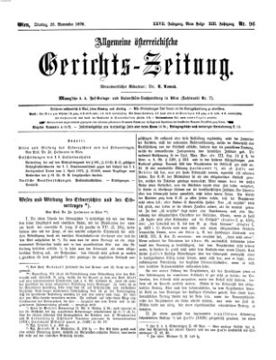 Allgemeine österreichische Gerichts-Zeitung Dienstag 28. November 1876