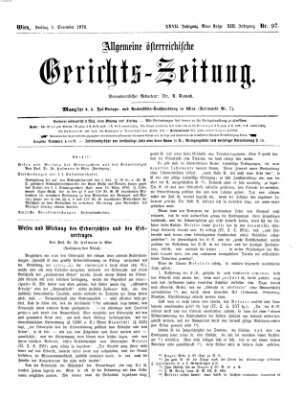 Allgemeine österreichische Gerichts-Zeitung Freitag 1. Dezember 1876