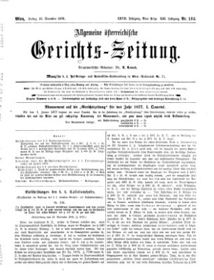 Allgemeine österreichische Gerichts-Zeitung Freitag 22. Dezember 1876