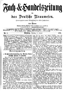 Fach- und Handelszeitung für das deutsche Brauwesen Sonntag 9. Januar 1876