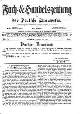 Fach- und Handelszeitung für das deutsche Brauwesen Sonntag 21. Mai 1876