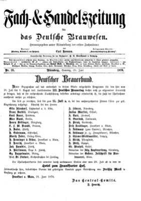 Fach- und Handelszeitung für das deutsche Brauwesen Sonntag 25. Juni 1876