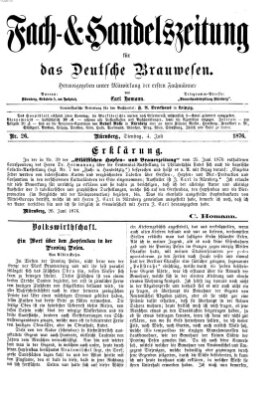 Fach- und Handelszeitung für das deutsche Brauwesen Dienstag 4. Juli 1876