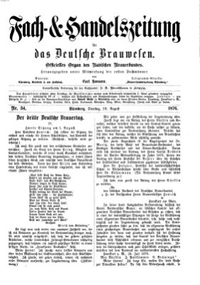 Fach- und Handelszeitung für das deutsche Brauwesen Dienstag 29. August 1876