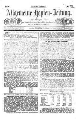 Allgemeine Hopfen-Zeitung Donnerstag 17. Februar 1876