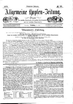 Allgemeine Hopfen-Zeitung Donnerstag 30. März 1876