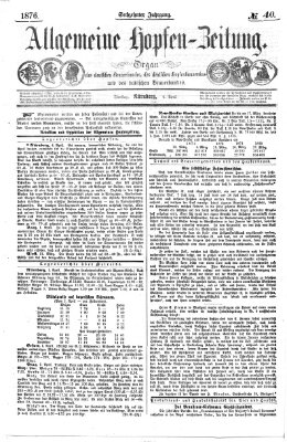 Allgemeine Hopfen-Zeitung Samstag 1. April 1876