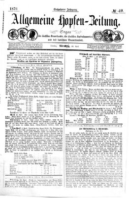 Allgemeine Hopfen-Zeitung Dienstag 25. April 1876