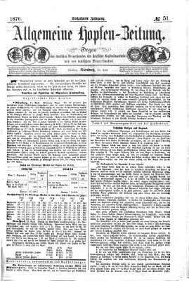 Allgemeine Hopfen-Zeitung Samstag 29. April 1876