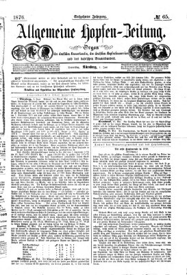 Allgemeine Hopfen-Zeitung Donnerstag 1. Juni 1876