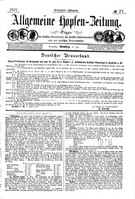 Allgemeine Hopfen-Zeitung Donnerstag 15. Juni 1876