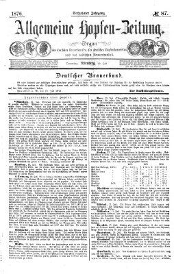 Allgemeine Hopfen-Zeitung Donnerstag 20. Juli 1876