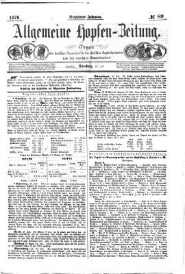 Allgemeine Hopfen-Zeitung Samstag 22. Juli 1876