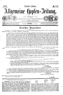 Allgemeine Hopfen-Zeitung Donnerstag 31. August 1876