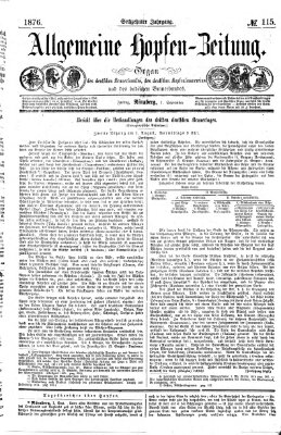 Allgemeine Hopfen-Zeitung Freitag 1. September 1876