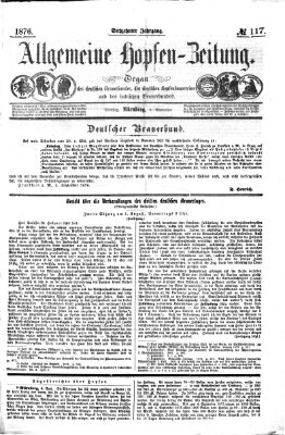 Allgemeine Hopfen-Zeitung Dienstag 5. September 1876