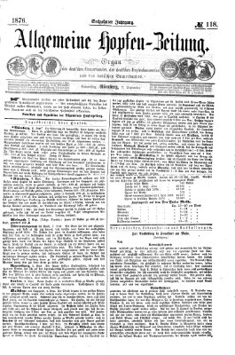 Allgemeine Hopfen-Zeitung Donnerstag 7. September 1876