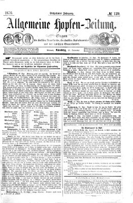 Allgemeine Hopfen-Zeitung Mittwoch 27. September 1876