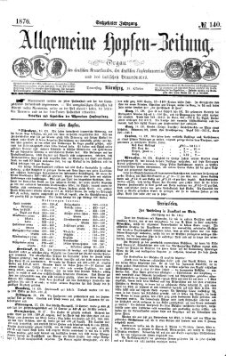 Allgemeine Hopfen-Zeitung Donnerstag 19. Oktober 1876