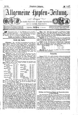 Allgemeine Hopfen-Zeitung Donnerstag 2. November 1876