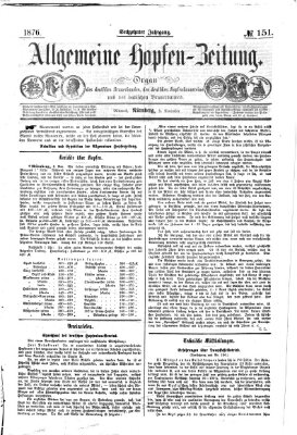 Allgemeine Hopfen-Zeitung Mittwoch 8. November 1876