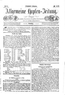 Allgemeine Hopfen-Zeitung Donnerstag 9. November 1876