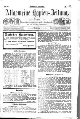 Allgemeine Hopfen-Zeitung Mittwoch 15. November 1876