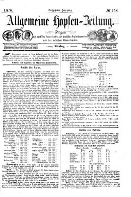 Allgemeine Hopfen-Zeitung Dienstag 21. November 1876