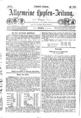 Allgemeine Hopfen-Zeitung Freitag 24. November 1876