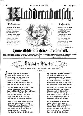 Kladderadatsch Sonntag 9. April 1876