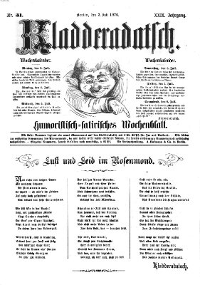 Kladderadatsch Sonntag 2. Juli 1876