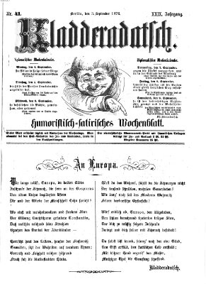 Kladderadatsch Sonntag 3. September 1876