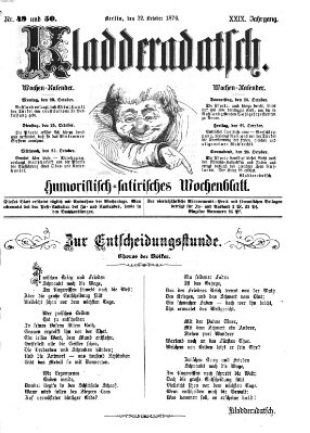 Kladderadatsch Sonntag 22. Oktober 1876