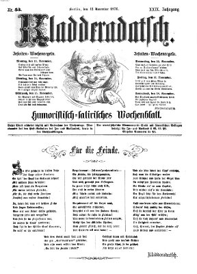 Kladderadatsch Sonntag 12. November 1876