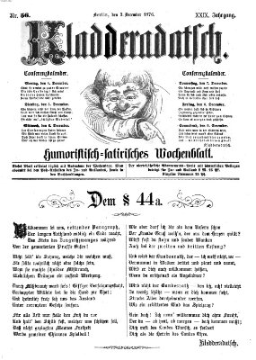 Kladderadatsch Sonntag 3. Dezember 1876