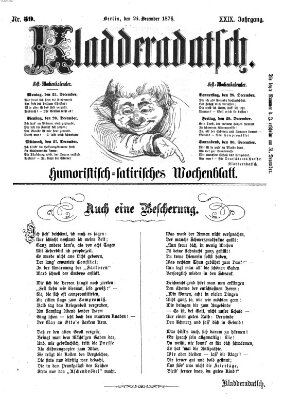 Kladderadatsch Sonntag 24. Dezember 1876