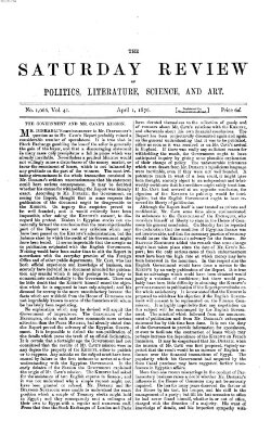 Saturday review Samstag 1. April 1876