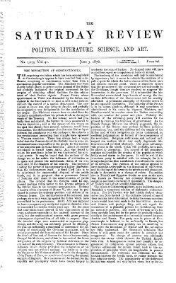 Saturday review Samstag 3. Juni 1876