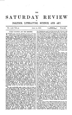 Saturday review Samstag 10. Juni 1876