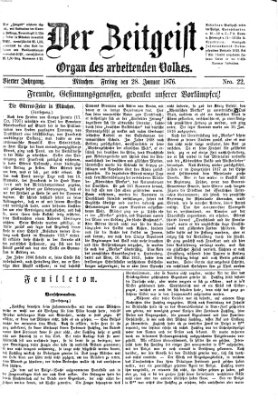 Der Zeitgeist Freitag 28. Januar 1876