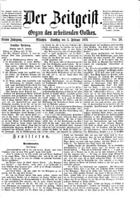 Der Zeitgeist Samstag 5. Februar 1876