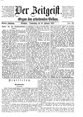 Der Zeitgeist Donnerstag 10. Februar 1876