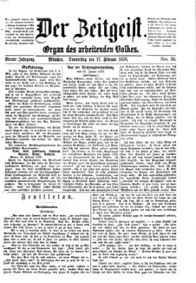 Der Zeitgeist Donnerstag 17. Februar 1876